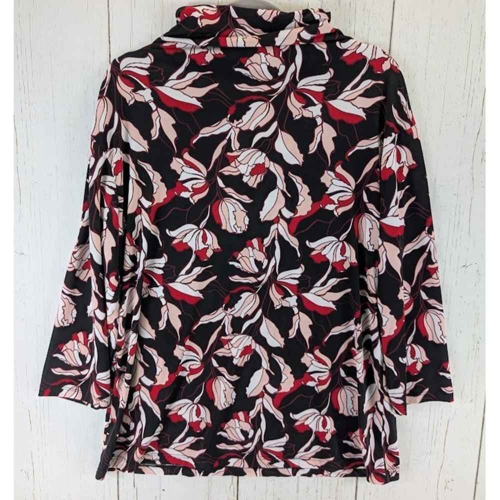 Liz Claiborne Size Large Multicolor Floral Long Sleeve Womens Blouse